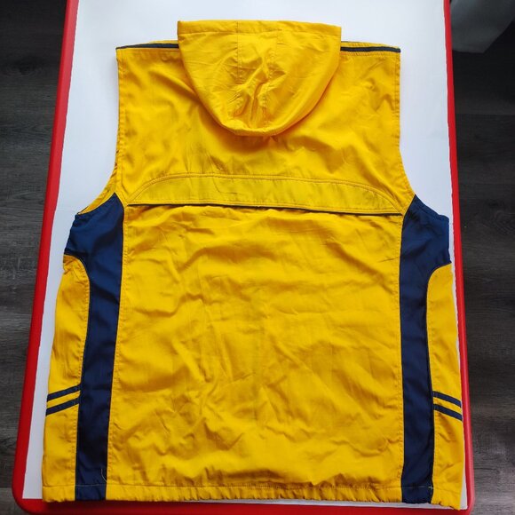Columbia Vintage rain coat vest yellow with blue design men's - Picture 3 of 10